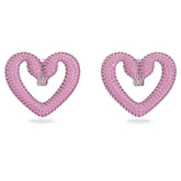 Una Clip Earrings, Heart, Medium, Pink, Rhodium Plated